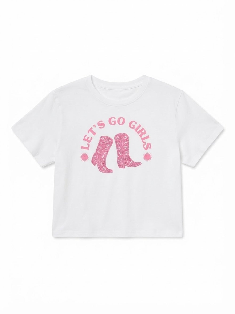 Rebel Sugar White Cowboy/Cowgirl Oversized Crop Tee
